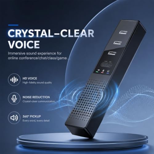 Conference Speakerphone for PC & Laptop, Bluetooth Speakerphone with AI Noise Reduction, 360° Voice Pickup, USB-C Plug and Play, Compatible with Zoom, Microsoft Teams, Skype & Webex - Image 3