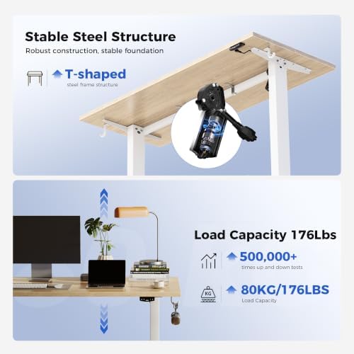 Agilestic 55 * 24 Inch Height Adjustable Electric Standing Desk, Maple - Image 4