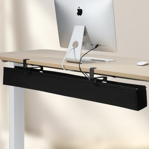 MAXECHO Under Desk Cable Management Tray 48" - Clamp on Wire and Cable Organizer for Storage and to Hide Cords - Ideal for Home Office - Premium Black Fabric Design - Image 6
