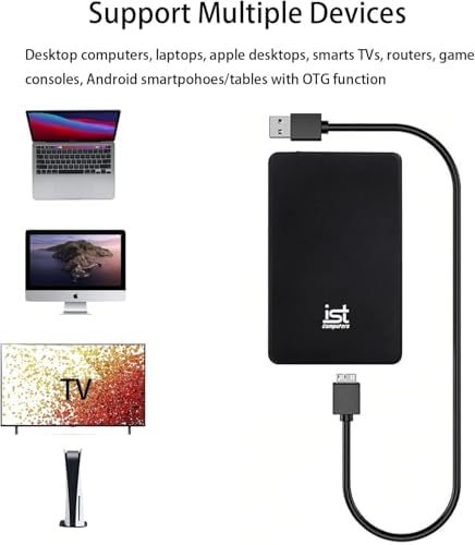 ist computers 1TB External Hard Drive, USB 3.0, Ultra Slim Portable HDD Storage for PC & Mac Laptop, Desktop, PS4, PS5, Xbox One External Storage, Plug and Play Backup Drive, Home, Business, Black - Image 4