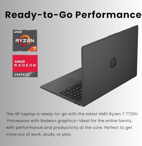 HP 255 G10 15.6" FHD Business Laptop, AMD Ryzen 7 7730U, 16GB RAM, 1TB PCIe SSD, Numeric Keypad, Webcam, Wi-Fi 6, HDMI, Windows 11 Pro, Black - Image 3