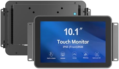 10.1 Inch 1000 Nits Sunlight Readable Multi Touch PCAP Open Frame Touch Screen Monitor, Industrial LCD Display with 1280x800 Black by GreenTouch