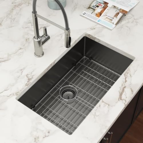 30 Inch Black Undermount 16 Gauge Stainless Steel Kitchen Sink by Couoko
