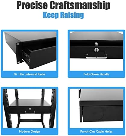 Drawer Server Cabinet Case 19 Inch Locking Rack Mount DJ Lockable Deep Drawer with Key (4U) - Image 4