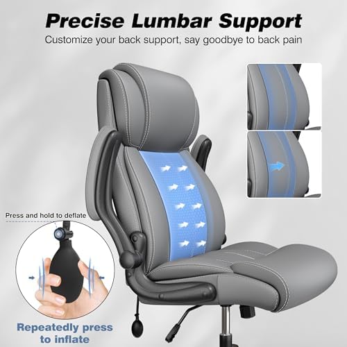 BESTFAIR Ergonomic Office Chair, Adjustable Lumbar Support, High Back, Gray - Image 4