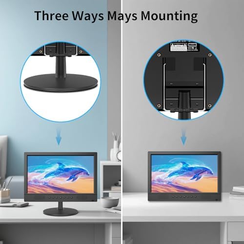 Jexiop 16inch Security Monitor,Wall-Mounted Monitors Supports USB/Full Format Video Playback,CCTV Monitors with AV/HDMI Input/VGA/BNC,Built-in Speaker,Remote Control - Image 5