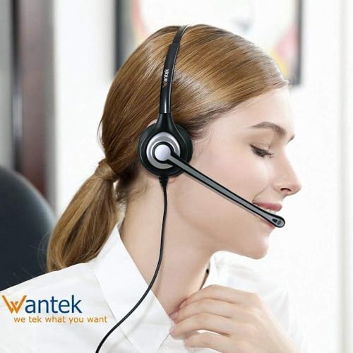Wantek Cell Phone Headset with Microphone Noise Cancelling for Laptops, PC,3.5mm Jack,Volume Control,Wired Computer Headsets for Zoom Skype,for Office,Business, Call Center, Clear Chat（Dark Black） - Image 3