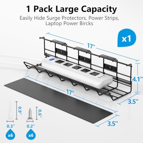 DELAMU 1 Pack Under Desk Cable Management Tray, Black - Image 3