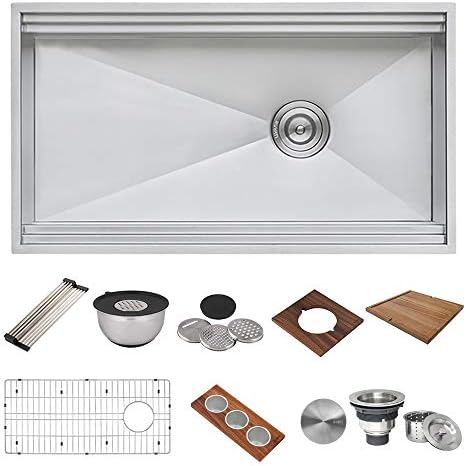 Ruvati 36-in 16Gauge Dual-Tier Undermount Workstation Kitchen Sink-RVH8277 - Image 3