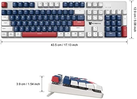 104 Keys Full Size Mechanical Gaming Keyboard | Red Switch Blue/White/Red Combo Color Computer Keyboards | 104 Keys US Layout Wired Mechanical PC Gaming Keyboard | Light Up Wired Clicky Keyboards - Image 2