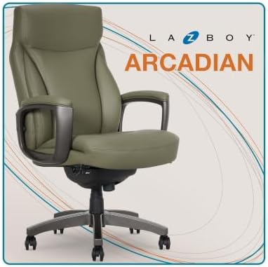 La-Z-Boy Arcadian Ergonomic Bonded Leather Swivel Executive Chair, Olive - Image 3