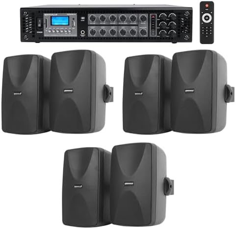 Rockville RCS180-6 180W 70V Commercial Amp with 6 WET-7020B Wall Speakers by Rockville