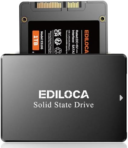 Ediloca 1TB SSD Internal Solid State Drive 2.5" SATA III 6Gb/s, 550MB/s Read Speed 3D TLC NAND, 1TB SATA SSD PC/Laptop Upgrade, Shock-Resistant & Drop-Proof(ES106) by EDILOCA