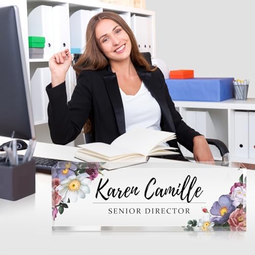 Custom Office Name Plate for Desk - Name Plate Personalized Gifts for Coworkers, Boss, Teacher, Social Worker - Acrylic Office Desk Decor for Women Men - Employee Appreciation Gifts (white purple) - Image 6