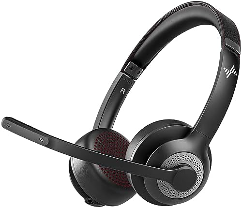 JIAMQISHI Wireless Headset with AI Noise Cancelling Microphone Bluetooth Headset - Bluetooth V5.2 Headphones with Mic Mute for Computer/Laptop/PC/iPhone/Android/Cell Phones (Without USB Dongle) by JIAMQISHI