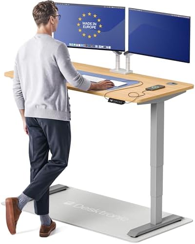 Desktronic HomePro Standing Desk 54x28 — Made in Europe, Ergonomic Sit Stand Home Office Desk, Electric Height Adjustable, Dual Motor, USB & USB-C Charging, Wobble-Free, Touchscreen, 3 Memory Presets by Desktronic