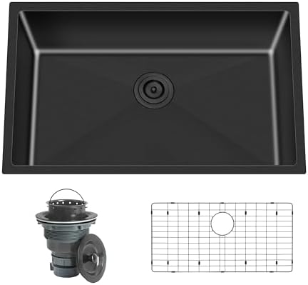 27 Inch Black Undermount Single Bowl Handmade Kitchen Sink - Image 2