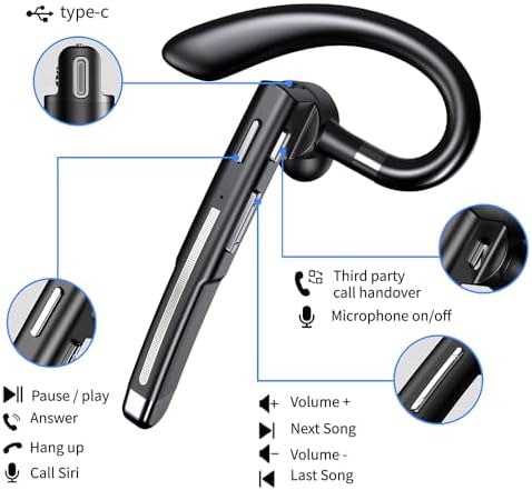 Hsility Bluetoth Earbuds with Mic for Office 270 Degree Rotatble Wireless Earbuds for Truck Driver - Image 3