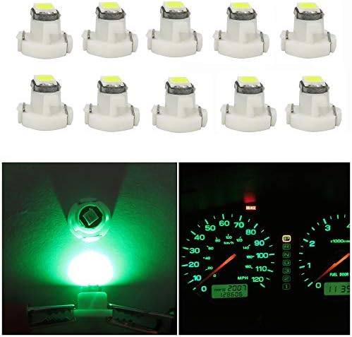 WLJH 10x Green T3 Neo Wedge Led 3030 SMD Chip 8mm Base Car Instrument Cluster Light Dashboard Gauge HVAC AC Heater Climate Control Lamps Switch Indication Interior Bulb Replacement by WLJH