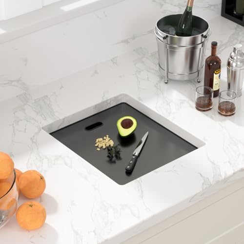 Sarlai Black Outdoor Sink, 15x17 Inch Undermount Kitchen Sink Workstation with Foldable Faucet Bar Prep Single Bowl Gunmetal Black 16 Gauge Stainless Steel Sinks with Cover,BBQ Sinks Outside - Image 5