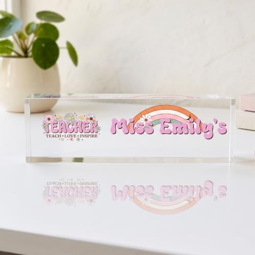 Personalized Acrylic Name Plate with Red Rose Design - Image 2