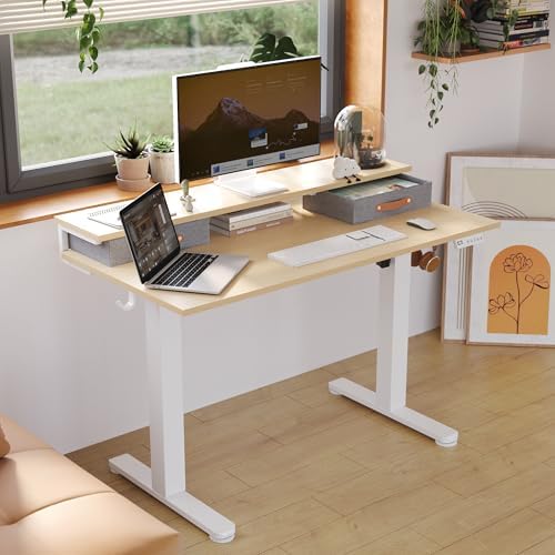 Seang Electric Standing Desk with 2 Drawers, 48 Inch, Natural - Image 2