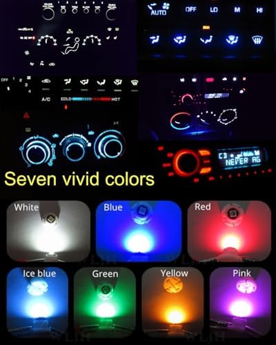 WLJH 10x White T3 Neo Wedge 3030 SMD Chipest 8mm Base Led Car Instrument Cluster Dashboard Gauge Bulb HVAC AC Heater Climate Controls Lamps Switch Indication Interior Light Replacement - Image 5
