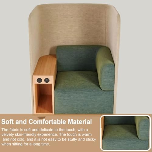 Privacy Seat - Modern Office Guest & Reception Chair with High Partition Backrest, Side Table with Power Outlet, Thick Cushioned Privacy Seat for Meeting & Waiting Areas (Green) - Image 4