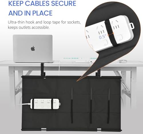 28" Under Desk Cable Management Tray- Clamp/Screw Mount Desk Cable Organizer Cable Tray Hiders for Office&Home - Image 3