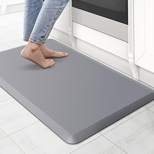 KitchenClouds Kitchen Mat Cushioned Anti Fatigue Rug 17.3"x28" Waterproof Non Slip Standing Desk Mat Comfort Floor Mats for Kitchen House Sink Office (Grey) by KitchenClouds
