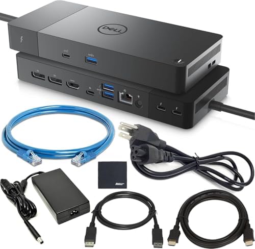 Dell Pro Thunderbolt 4 Smart Dock SD25TB4 130W Power Delivery Includes Zoomspeed Display Port Cable + Zoomspeed HDMI Cable + Ethernet Cable + Cleaning Cloth + Supports Up to Four 4K 60Hz Displays by AOM
