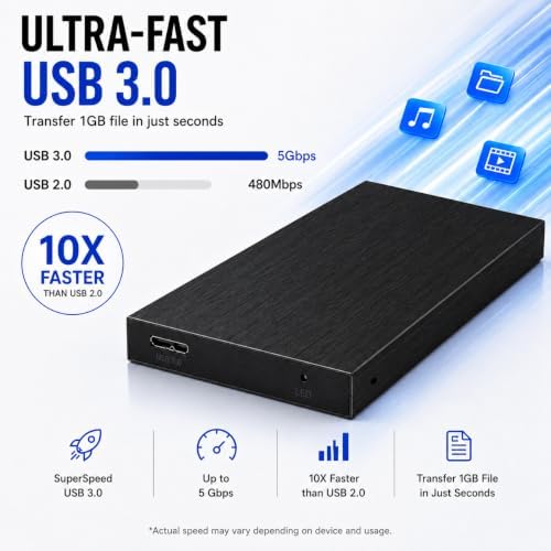 1TB External Hard Drive USB 3.0, 2.5-Inch, Black - Image 3