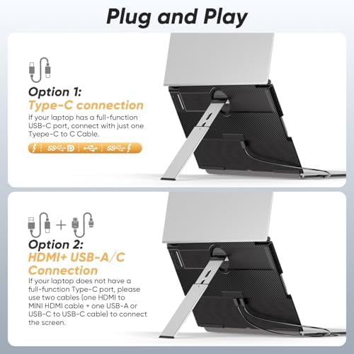 Leudaich 15.6" Laptop Screen Extender, Clamp-On Vertical Dual FHD 1080P Portable Dual Monitor, Vertical Screen Extender Plug & Play for Windows/Mac/Android/Gaming, Fits 13-17" Laptops - Image 5