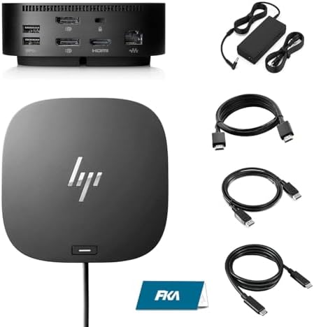 HP Docking Station for Laptop Dual Monitor,HP USB-C G5 Dock with 120W AC Adapter,Bundle with USB-C/HDMI/DP Cables (Renewed) by Amazon+Renewed