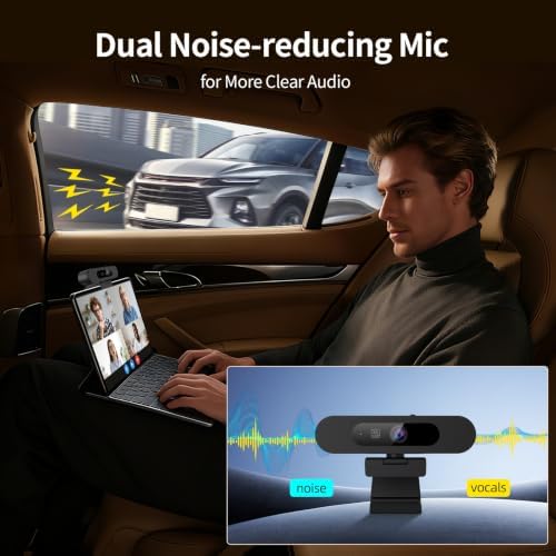 4K Webcam for PC, 8MP USB Webcam with Dual Noise-reducing Microphones, Picture-in-picture, Auto Framing, 5X Zoom, 92° Wide FOV, Auto Light Correction, Perfect for Conference, Video Callings, Streaming - Image 3
