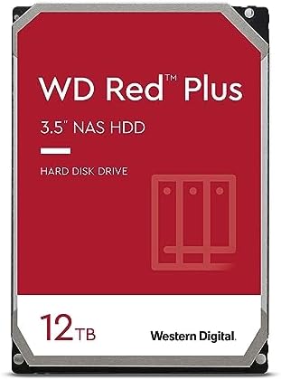 Western Digital 12TB WD Red Plus NAS Internal Hard Drive HDD - 5400 RPM, SATA 6 Gb/s, CMR, 256 MB Cache, 3.5" - WD120EFAX by WesternDigitalHolidayStore
