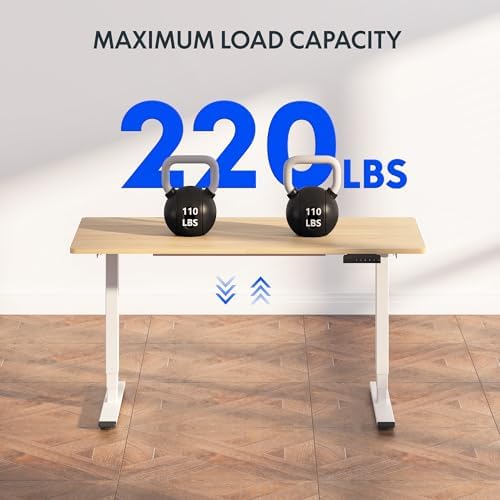 FLEXISPOT E6 3-Stage Dual Motor 60 x 24 Electric Standing Desk Sit Stand Up Desk, Holds 220 lbs, Adjustable Height w/Memory Presets, One-Piece Maple Desktop & White Frame, Ships in 2 Boxes - Image 3