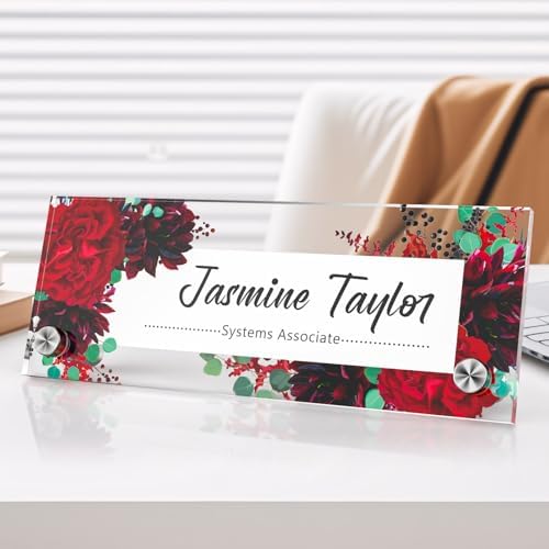 Personalized Acrylic Office Desk Name Plate with Standoff Barrels by nyareka