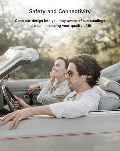 LOBKIN Open Ear Headphones with Mic, Bluetooth Headset with Noise Cancelling Microphone and Multipoint Connect, Wireless Bluetooth 5.3 Headset for Work Call Meeting Driving(Beige) - Image 6