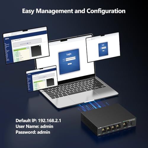 5 Port 2.5GB Web Managed Ethernet Network Switch with Metal Casing, 1 x 10Gb SFP+ Port | 5 x 2.5 Gigabit | Multigig Switch 10-100-1000Mbps | 45G Bandwidth | Fanless Internet Switch - Image 5