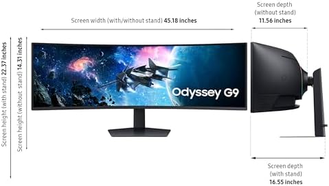 Samsung 49” Odyssey G9 Series DQHD 1000R Curved Gaming Monitor, 1ms(GtG), VESA DisplayHDR 1000, 240Hz, AMD FreeSync Premium Pro, Height Adjustable Stand, Ultrawide Screen, LS49CG954ENXZA, 2024 - Image 3