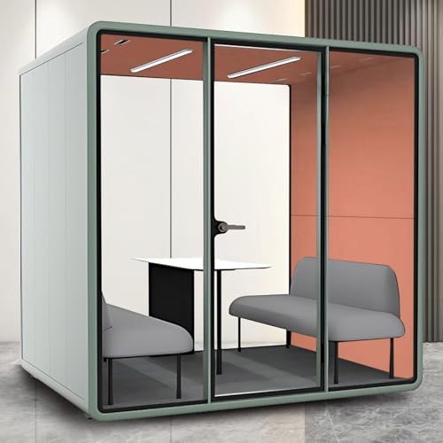 Office Sound Booth with Audio Privacy - Indoor Privacy Sound Isolation Booth with Magnetic Lock Sliding Glass Door,Lighting,Socket, Modern Soundproof Room for Meeting (90.55IN×70.27IN) by X-Comfot