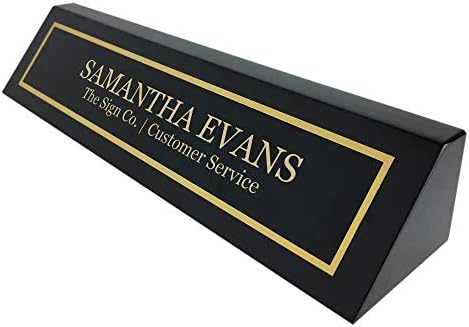Personalized Business Custom Desk Name Plate with Black Piano Finish - Free Engraving - Image 2