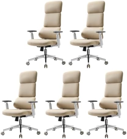 EUREKA ERGONOMIC Remi High Back Office Chair, PU Leather Office Chair with Wheels, Leather Desk Chair, Executive Office Chair Comfy for Home & Office, Off-White (Pack of 5) by EUREKAERGONOMIC