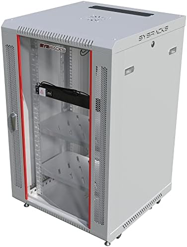 18U Wall Mount Server Rack Cabinet 24” Deep, 19” Network & AV Enclosure for Home Lab with Fan, PDU, 2 Shelves, Locking Glass Door by SYSRACKS