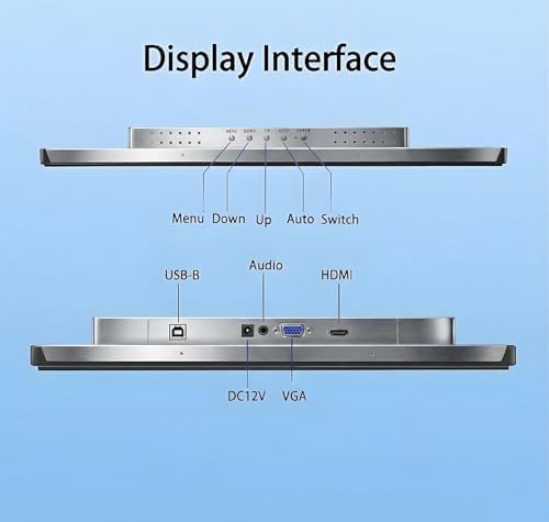 12.1 Inch Open Frame Capacitive Touchscreen Monitor - 1024x768 XGA 4:3 LCD Display with HDMI VGA and IK09 IP65 - for Industrial Automation POS Kiosk ATM HMI and 10-Point Touch Digital Signage - Image 6