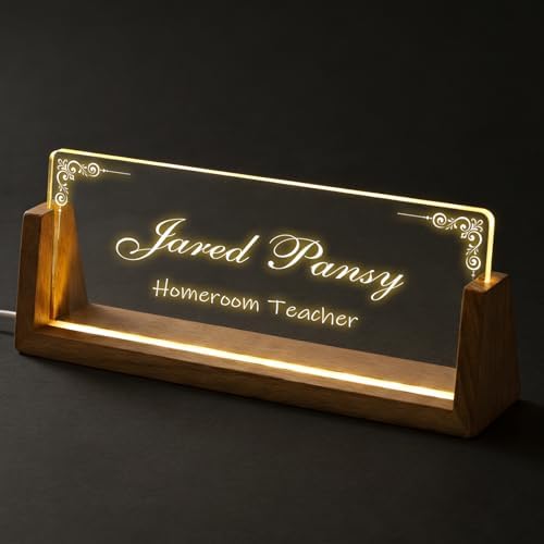 Custom Desk Name Plate,Light Up Acrylic Office Sign, Personalized Gift for Boss Coworker Teacher, Employee Appreciation Award, Home Office Decor - Image 2