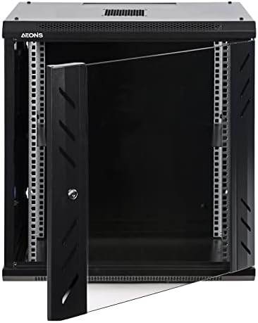 AEONS Pro Series Wall Mount Floor Standing 19-Inch IT Server Rack Network Cabinet Enclosure 12U 24" Mid-Depth Glass Door Black - Image 2