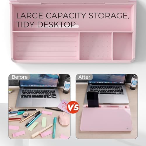 TOWON Compact Glass Desktop Whiteboard with Storage 12x7 in, Pink - Image 5