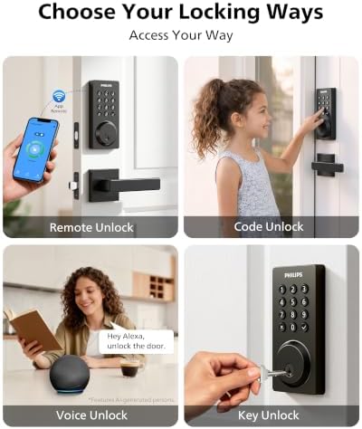 Philips WiFi Keypad Door Lock with Handle, App Control Smart Deadbolt Lock - Image 4
